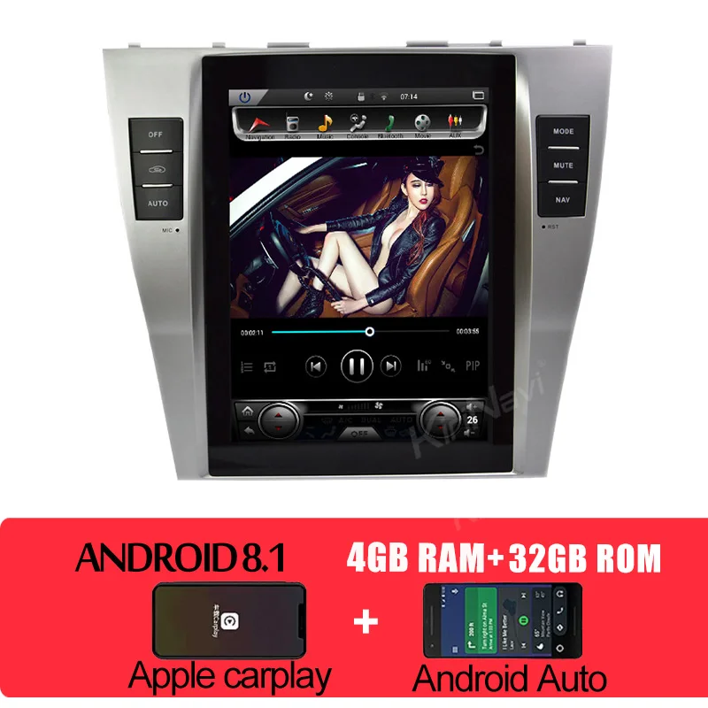 Android Car Radio KiriNavi вертикальный экран Tesla style 10,4 ''Android 8,1 Автомобильный мультимедийный Dvd навигатор для Toyota Camry Автомагнитола 4G 2007-2011 - Цвет: Android Car Radio