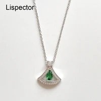 lispector 925 sterling silver shiny green zircon sectored pendant necklaces for women elegant skirt necklace female jewelry gift