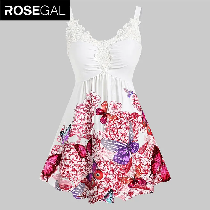 ROSEGAL размера плюс с цветочным принтом в виде сердца и кружевным воротником Панель