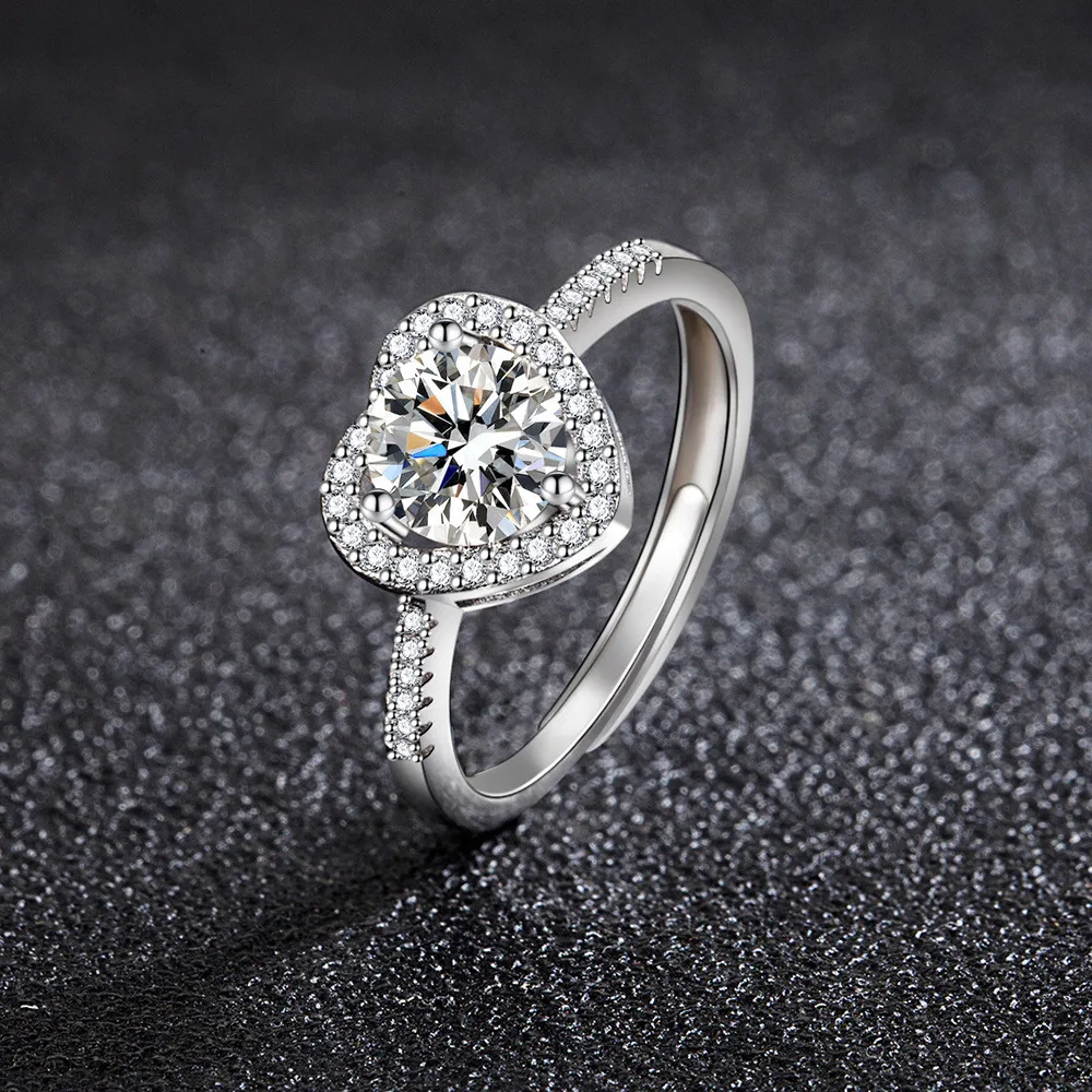 SHDEDE сердце пары обещают кольца украшенные кристаллами от австрийских женщин