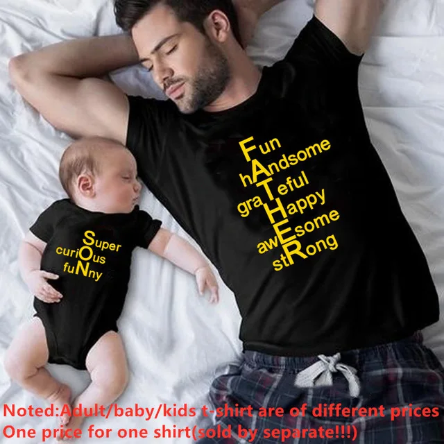 Hipster Father Son Family Matching Tshirts and Baby Kids Boys Tops T-shirt Dad Me Children Short Sleeve Tee | Мать и ребенок
