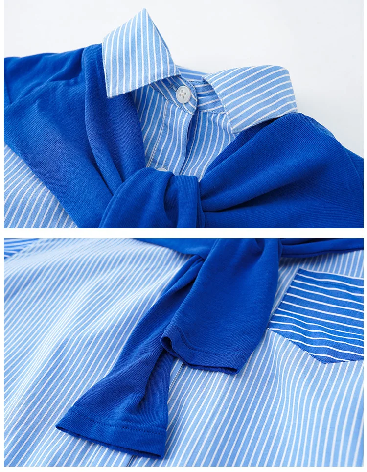 

Children striped thirts Baby girl long sleeve spring autumn new Fake two blouses kids shirt outerwear tops children clothes w300