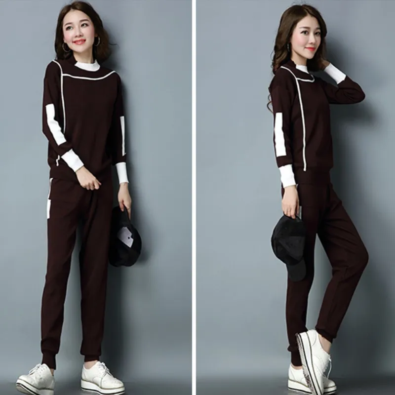 Женский трикотажный комплект из 2 предметов повседневный свитеров пуловера и