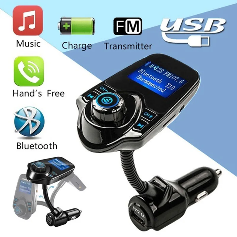 Автомобильный Bluetooth-передатчик T10 с USB-портом и зарядным устройством | Автомобили