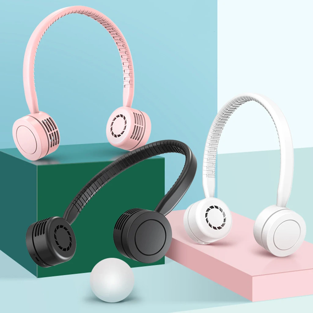 

Mini Portable Fan Neck USB Rechargeable Quiet Wind Headphone Fan Air Cooling Fans