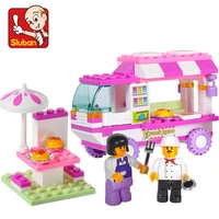 102pcs friends pink dream old vans snack house car building block set city bricks figures educational girls toys christmas gifts