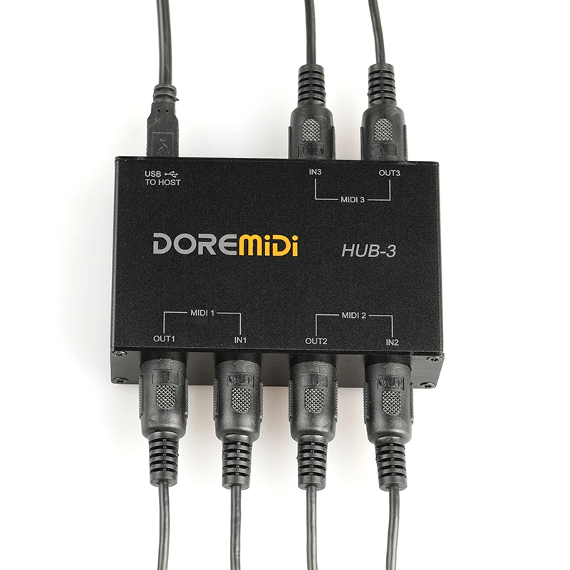 DOREMiDi-Adaptador de teclado MIDI HUB 3, convertidor de corriente USB, Cable MIDI Host 33, controlador de caja de interfaz, convertidor de Editor de música