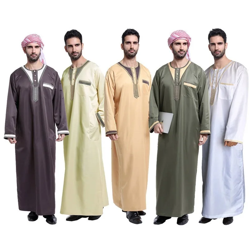 Men Islamic Arab Muslim Clothing Kaftan Vintage Loose Dress Jubba Men Saudi Arabia Pakistan Clothes Plus Size Oman Robes Costume