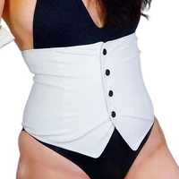wide belt female cummerbunds girdle corset hot trend waistcoat faux leather pu white black high elasticity vg17