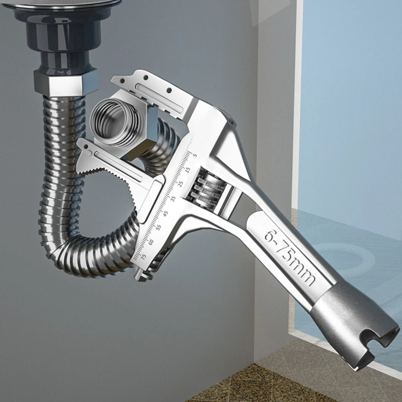 

Multifunctional Short Handle Wrench with Blade Adjustable Large Opening Spanner Y4QC
