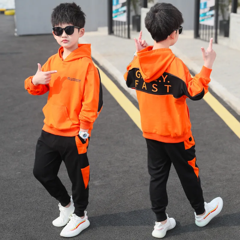 New Splicing Spring Autumn Children's Clothes Suit Baby Boys Sweatshirts + Pants 2pcs/Set Kids Teenage Gift Formal Boy Clothing