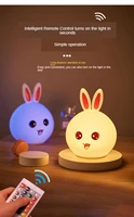 childrens night light creative rabbit silicone lamp with sensor bedside bedroom decorative luminaires usb rechargeable kid gift