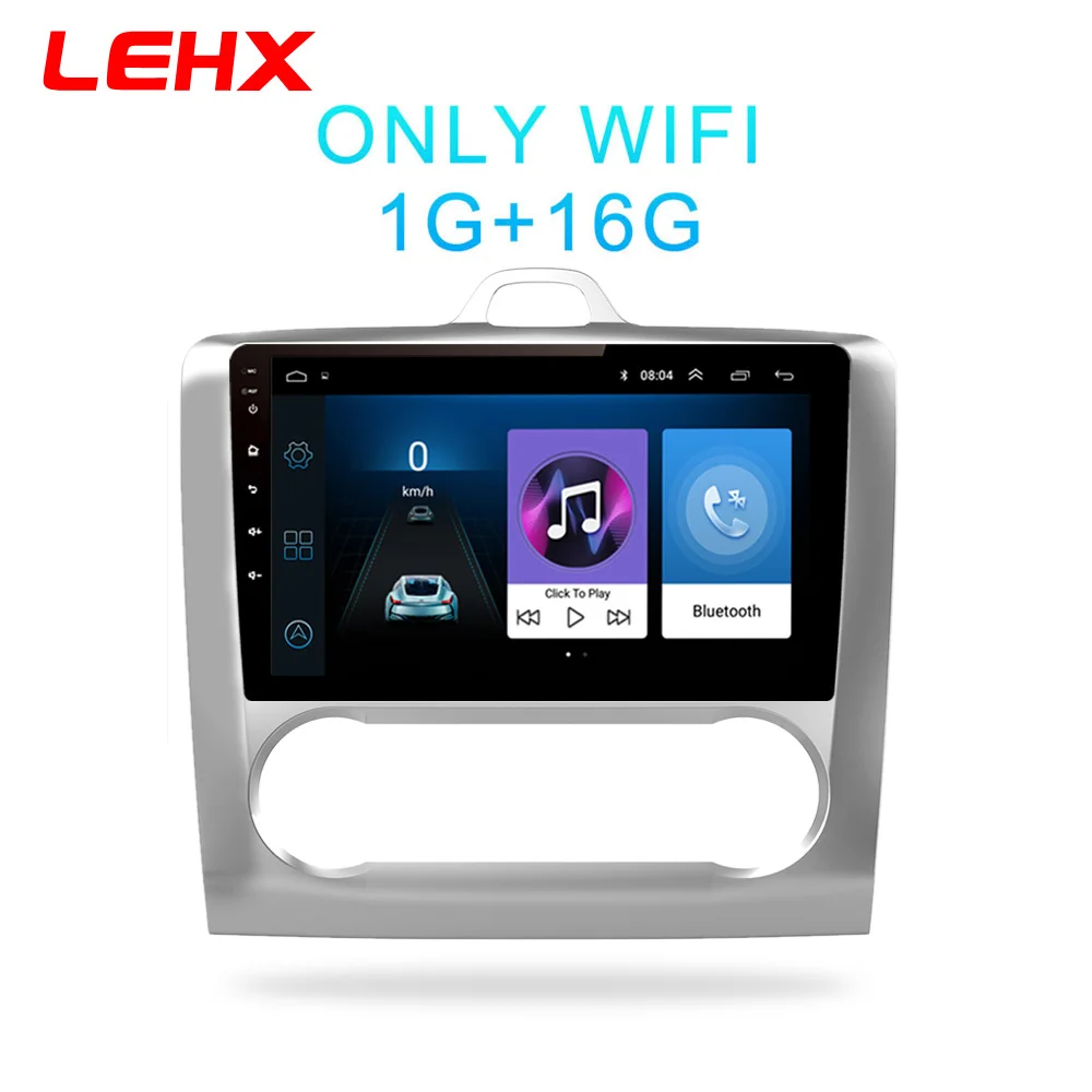 FOCUS AT-1 LEHX 2 DIN 9 дюймов Android 8,1 автомобильный мультимедийный плеер с сенсорным экраном четырехъядерный автомобильный радиоприемник для 2004 2005 2006-2011 Ford Focus Exi AT - Цвет: FOCUS AT-1