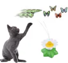 Автоматическая электрическая вращающаяся красочная бабочка птица в форме животного пластиковая смешная фотоинтерактивная тренировочная игрушка для кошки