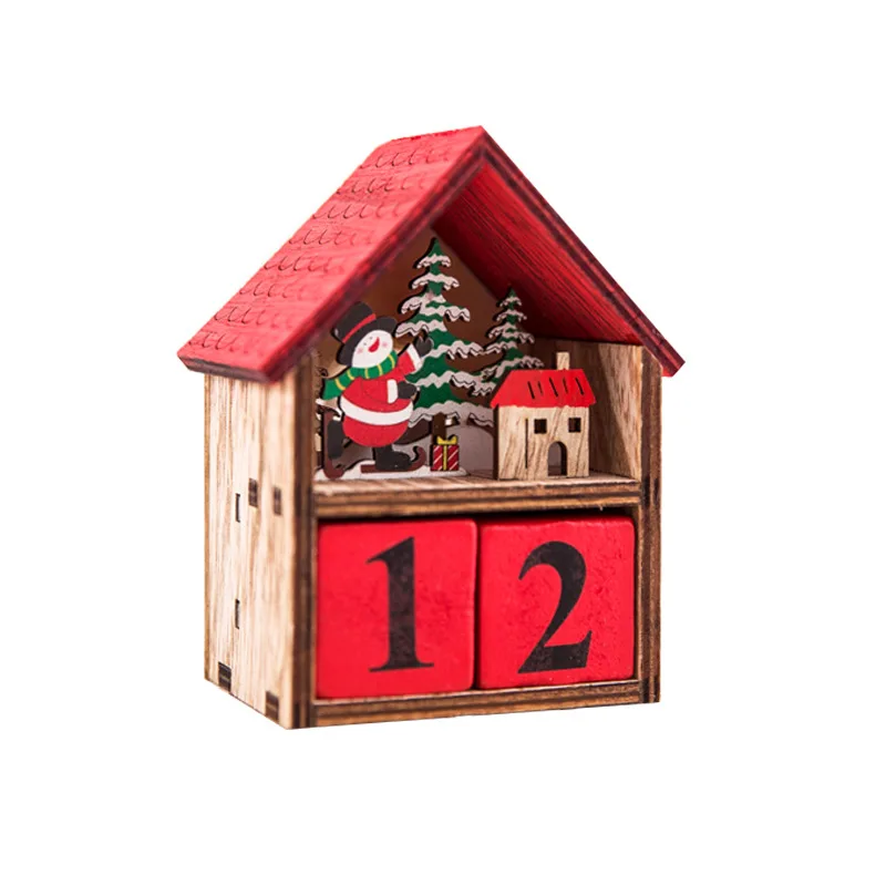 Новый светящийся Рождественский деревянный календарь настольный декор форма