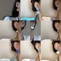 simple fashion ins trendy stud earrings colorful summer flowers earrings personality forest wholesale ear jewelry for girls
