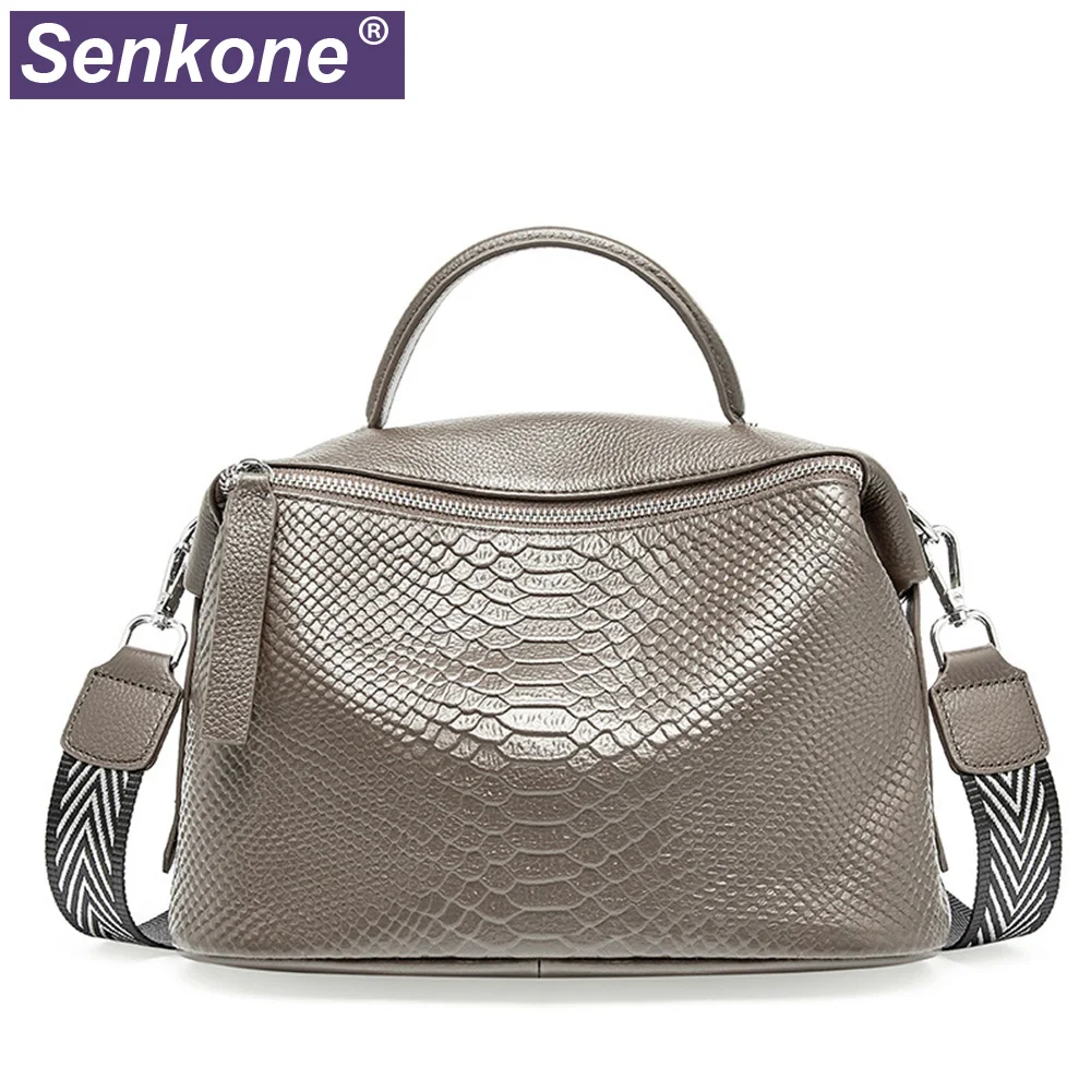 

Сумка-мессенджер женская из 100% натуральной кожи, повседневные сумочки-тоуты через плечо с узором под кожу крокодила, серый саквояж на плечо