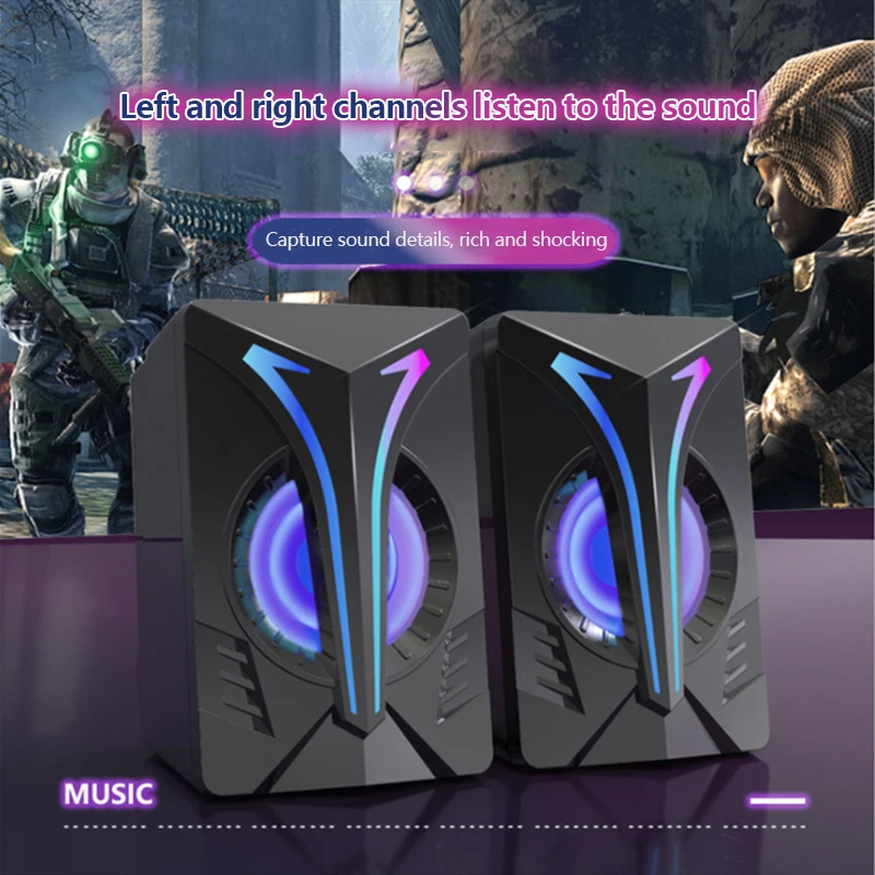RGB маленькая Колонка 2 0 светящийся игровой аудио красочный компьютерный