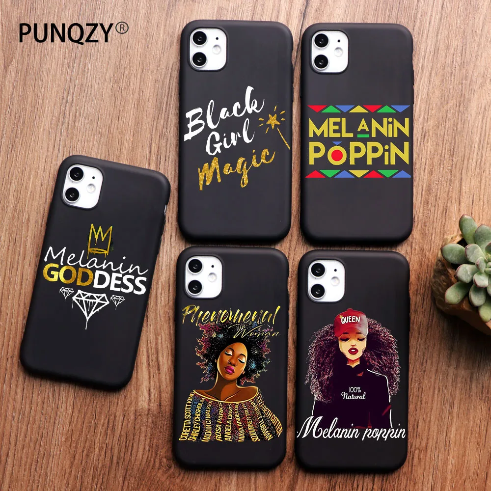 Чехол для телефона PUNQZY Afro Black Girl Magic Queen Melanin Poppin iPhone 12 pro 11 PRO MAX XS XR X 6 8 7 Plus SE 2