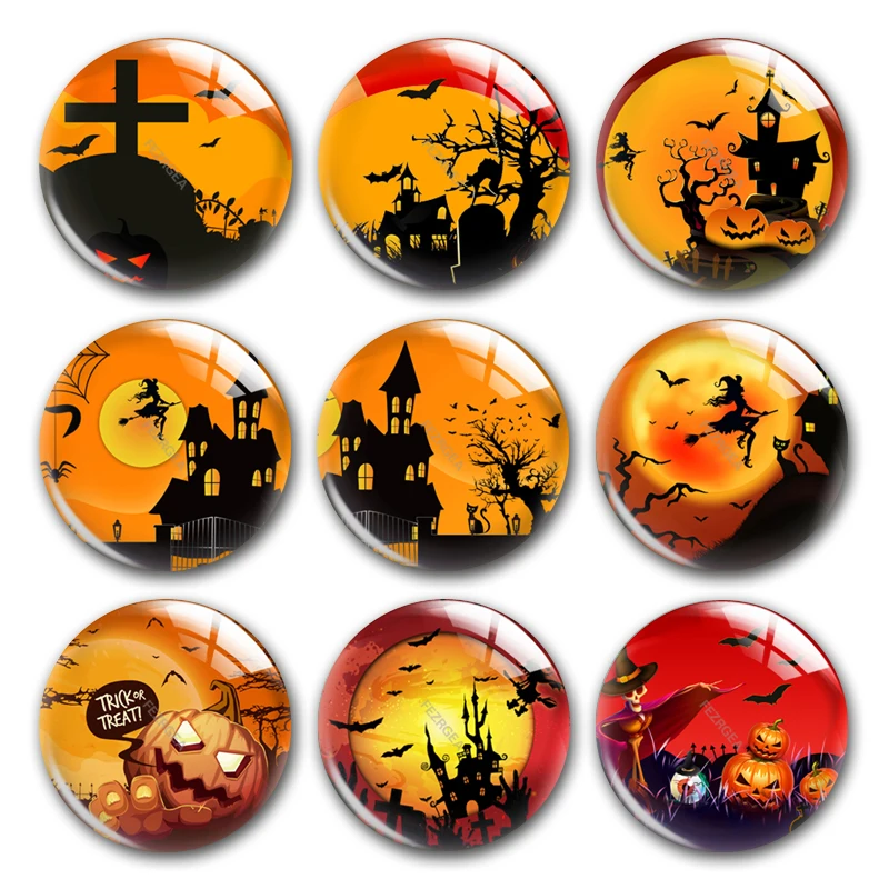 

Ручная работа Хэллоуин Ночная ведьма круглая фото стеклянные кабошоны демонстрация с плоской спинкой DIY колье Изготовление ювелирных изде...