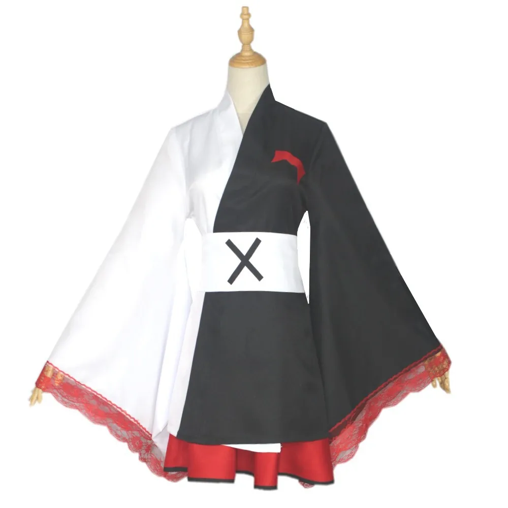 

2021 Danganronpa V3 Monokuma Cosplay Costume Ladies Kimono Suit Outfit Top + Skirt + Girdle Halloween Carnival Props