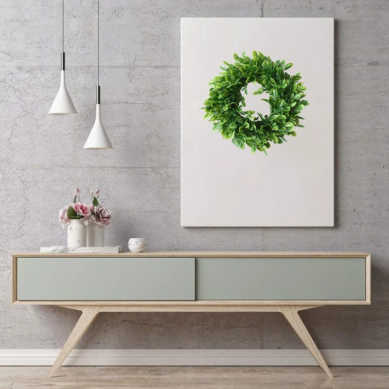 Искусственный Мини венок из самшита с зелеными листьями для дома и улицы зеленый