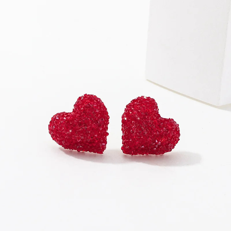 Женские винтажные сережки с красным сердечком трендовые серьги в стиле ретро