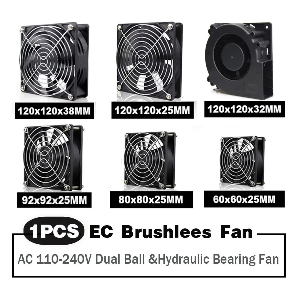 Осевой вентилятор EC 60 мм 80 90 120 шариковый бесщеточный кулер AC 110 В 220 230 240 в 6025 чехол
