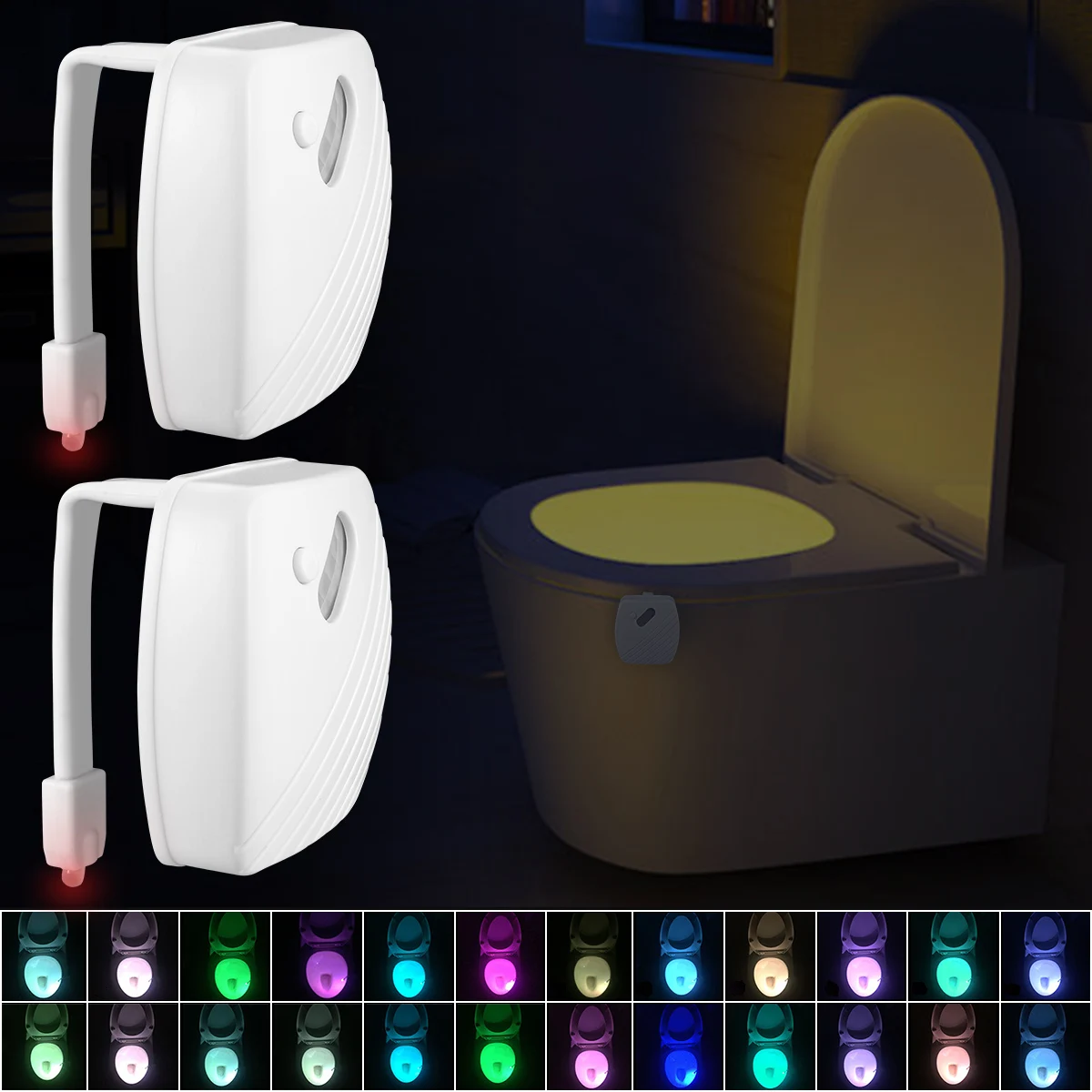 

2Pcs Toilet Night Lights 24 Color Soft Lighting Lamps Smart Motion Sensor Activated Kids Bathroom LED Bowl Nightlight