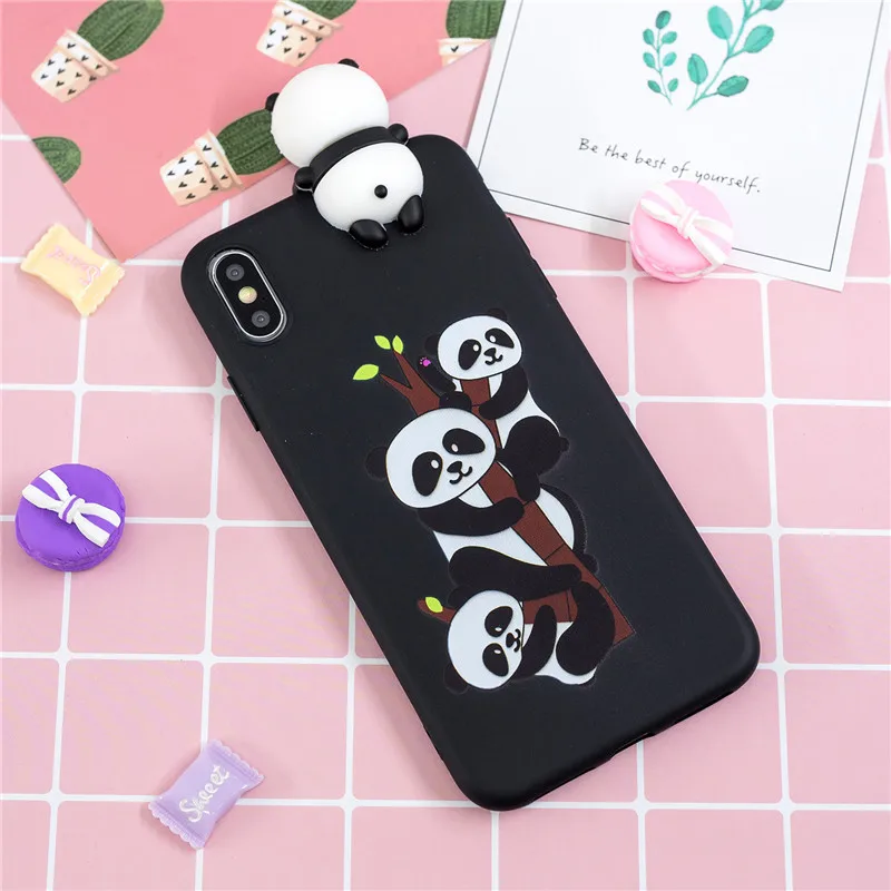 3D мультфильм панда телефон с единорогом чехол для iPhone 11 Pro X XR XS Max Мягкий ТПУ