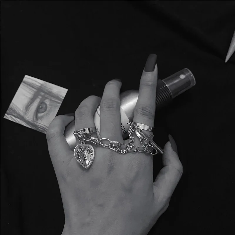 Sindlan готическое панк серебряное кольцо с крестом для женщин винтажный портрет