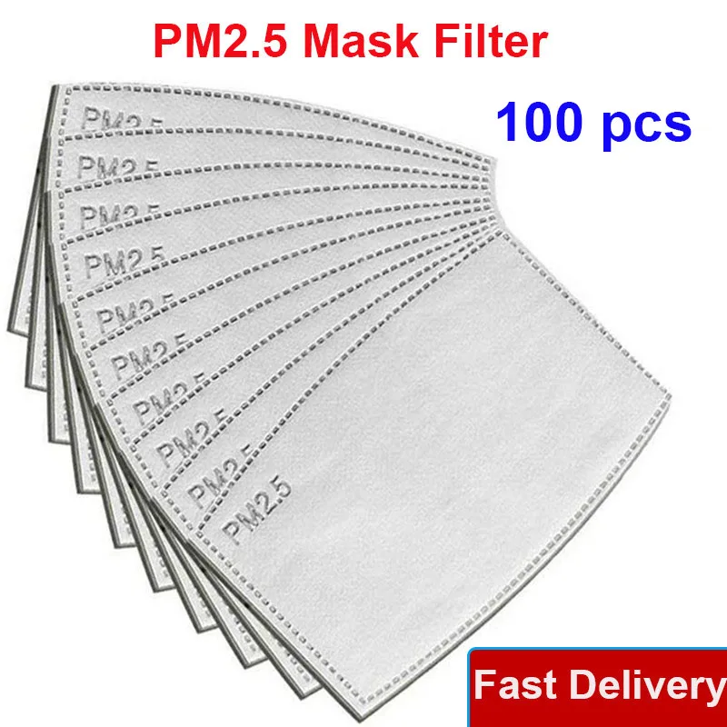 

100 PCS PM2.5 Mask Filter Paper Anti Haze Mouth Face Mask Anti pm 2.5 Dust Mask Activated Carbon Filter