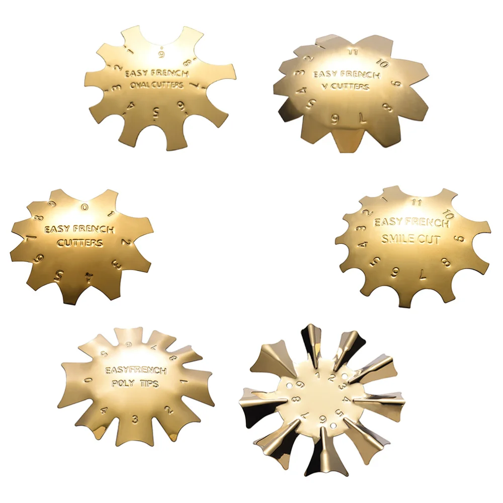 

6pcs French Nail Smile Line Cutter Tools Manicure Edge Trimmer Cutter (Golden)