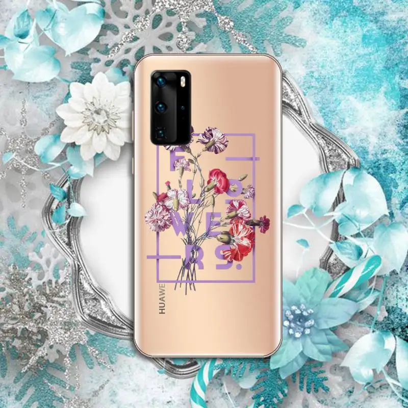 

Creative cartoon aesthetic flower text Phone Case Transparent for Huawei P honor 8 10i 20 30 40 smart 2019