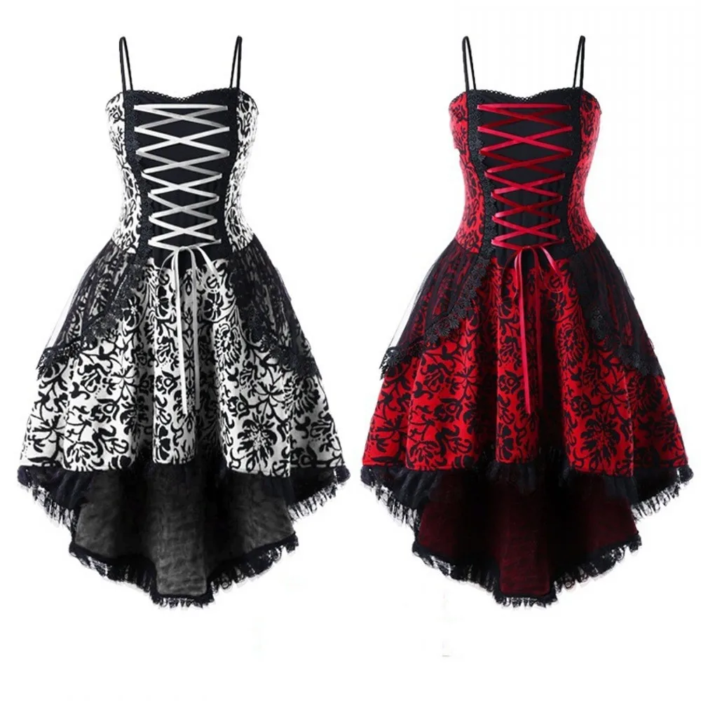 

5XL Retro Sling Lace Dress Women's Xia Xin Sexy Crochet Irregular Large Size Dress Elegant Party Princess Dress Ladies Vestidos