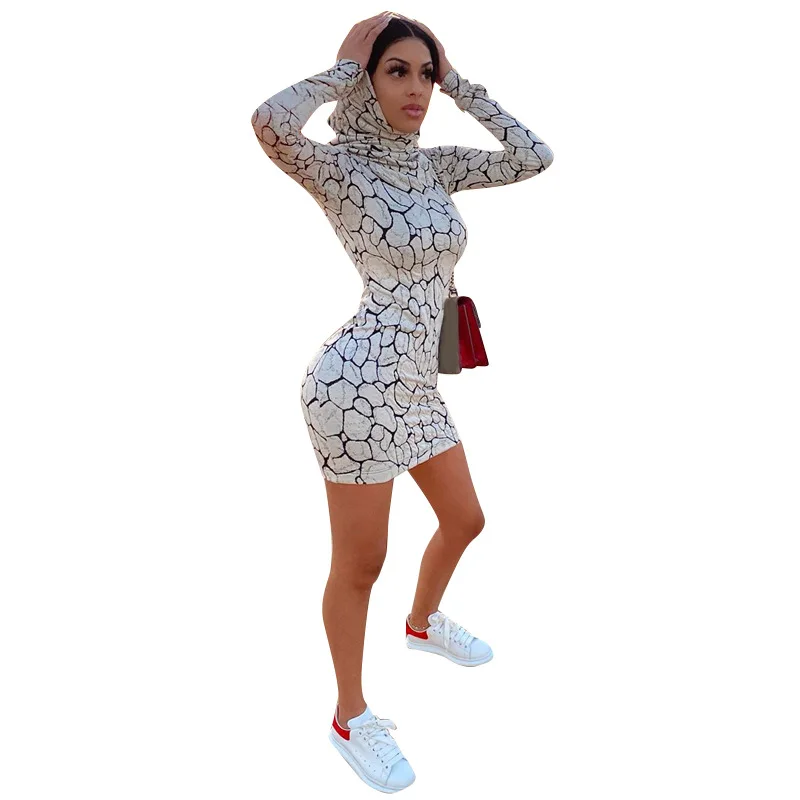 

Women Dresses Sweatshirts Hoodies Long Sleeve Print Casual Sweatshirt Pullover Jumper Long Top Mini Dres