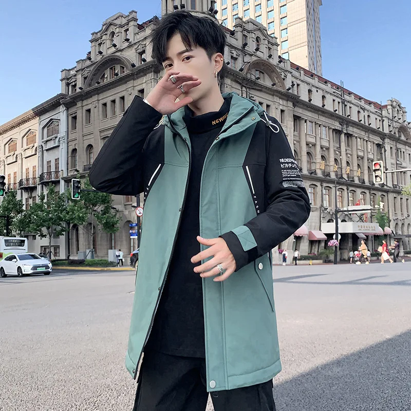 

2020 spring and autumn new men's jacket thin section hooded zipper windbreaker youth casual fashion male trench coat overcoat