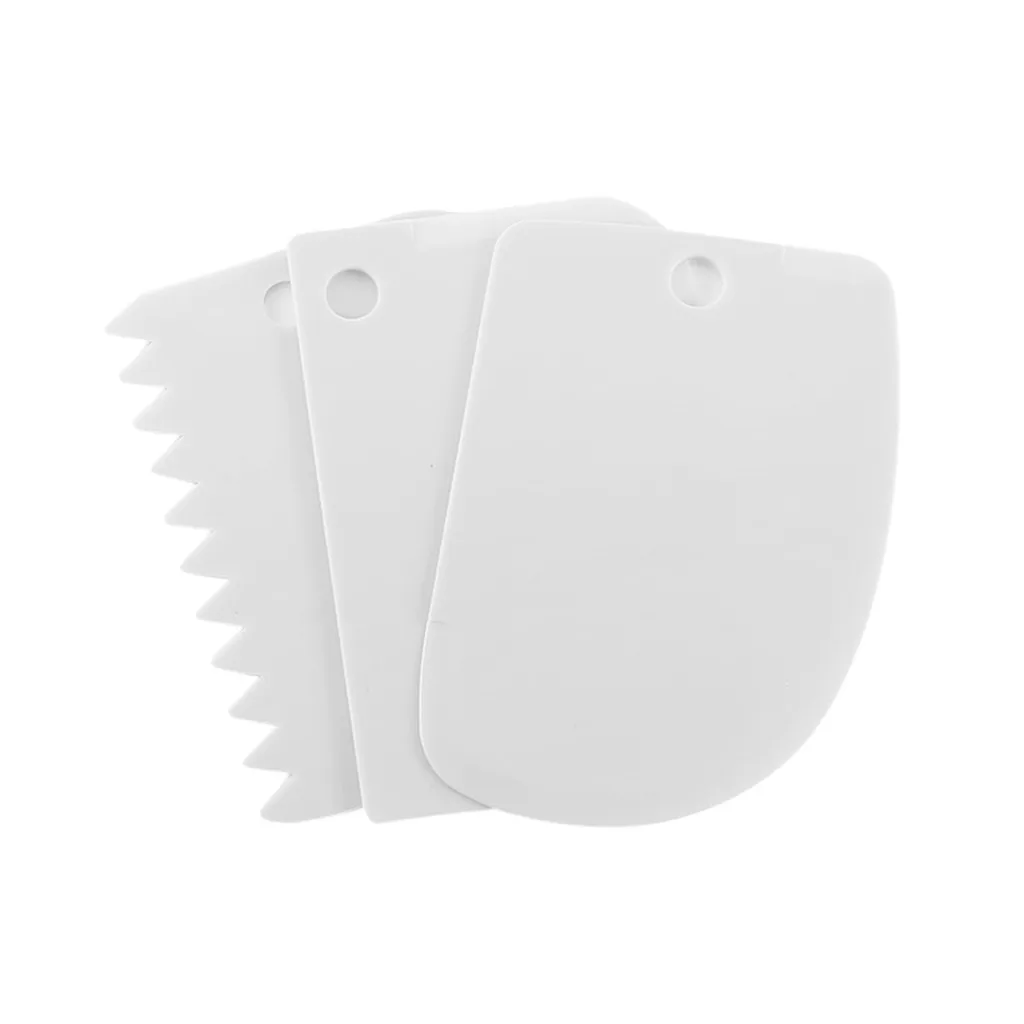 3PCS / Set Baking Pastry Tools Dough Scraper Cake Decorating Baking Tools Smooth Sawtooth Edge Scraper Cake Tool