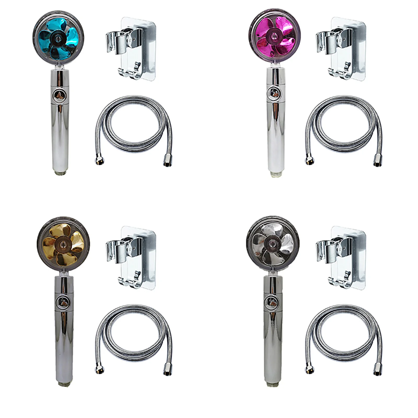 

Handheld Shower Head-Adjustable Water Saving Showerhead Spray Nozzle with ON/Off Full Shutoff Push Button & Spinning Shower Head