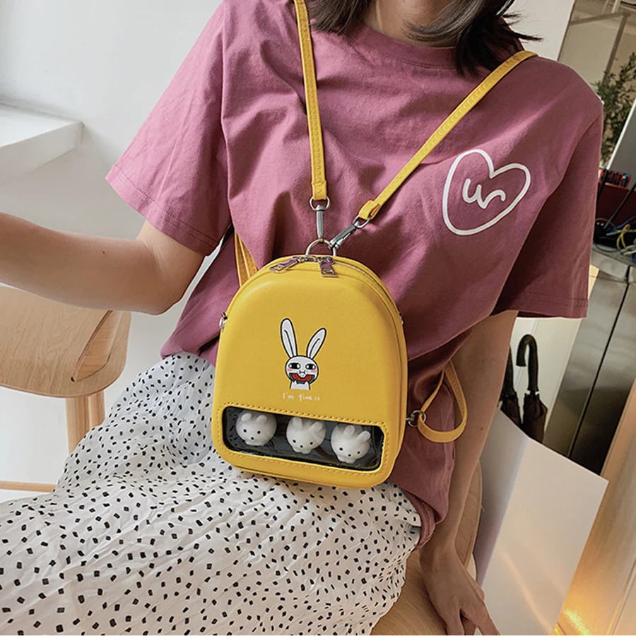 Милая желтая утка прозрачный Ita Bookbags женские рюкзаки с мультяшным принтом женские Мини кожаные школьные сумки для девочек Pu Back Packs горячая распродажа