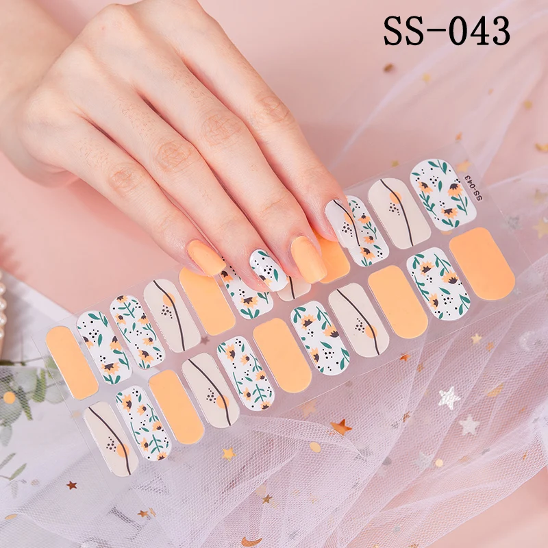 

22Tips Nail Art Stickers New Product Full Coverage Nail Wraps 3D Summer Glitter Completed Decals Waterproof Adhesive Decorations