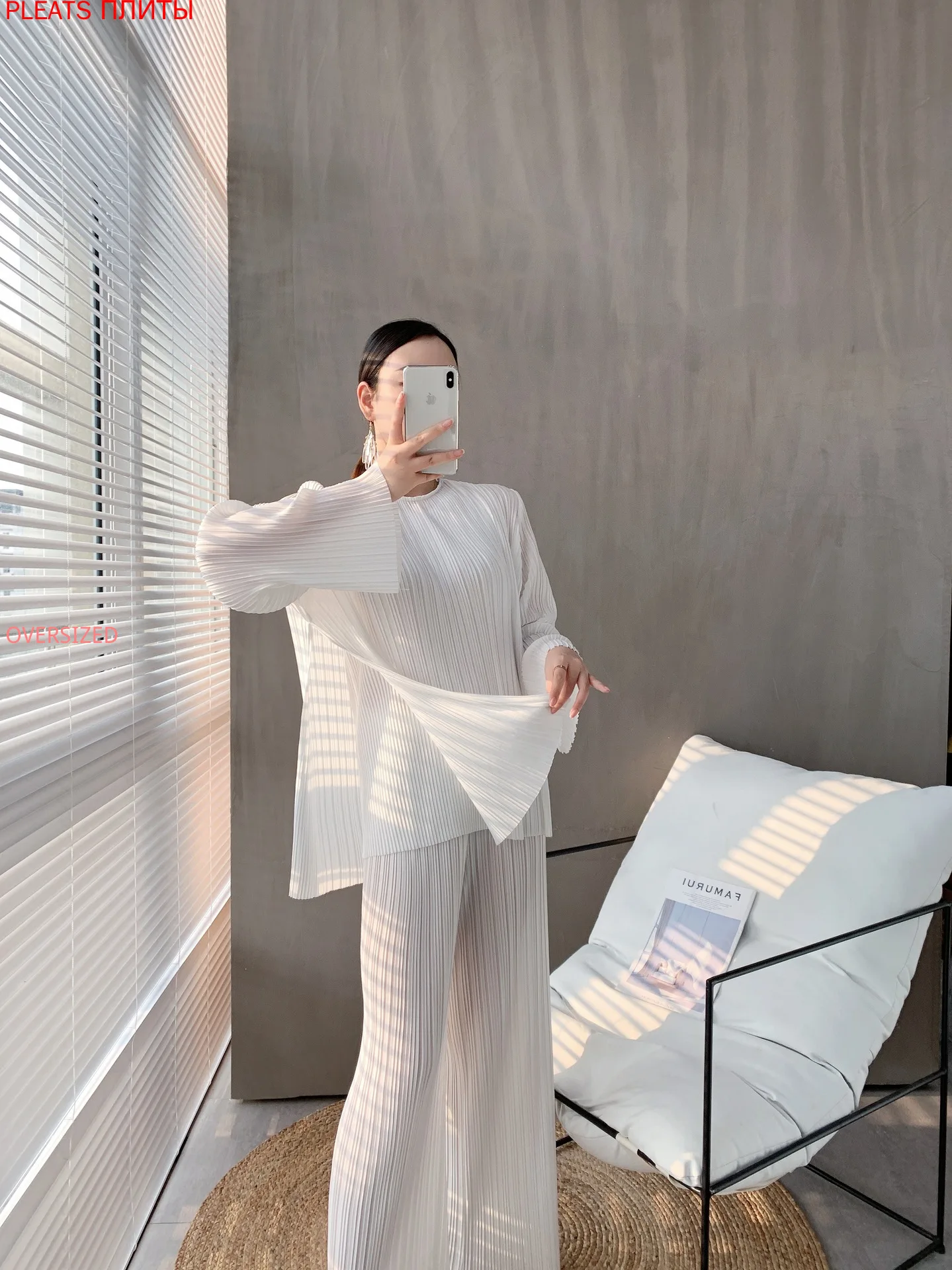 

Miyake, модный костюм, новинка, женский чистый цвет, чистая версия с жилетом и солнцезащитным кремом, повседневный костюм из трех предметов, ком...