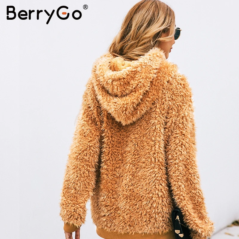 BerryGo/женские толстовки из искусственного меха толстовка плюшевый женский топ с
