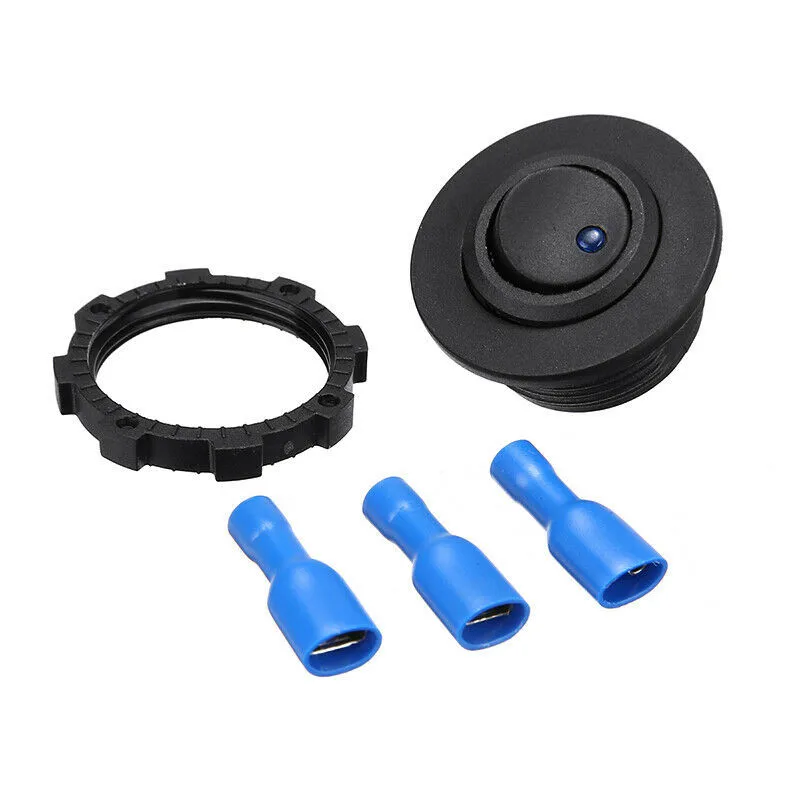 

Round Rocker Dot Boat Switch Waterproof Blue LED Light Luminescence Toggle Switches With 3* Connectors For Campervan Sealander