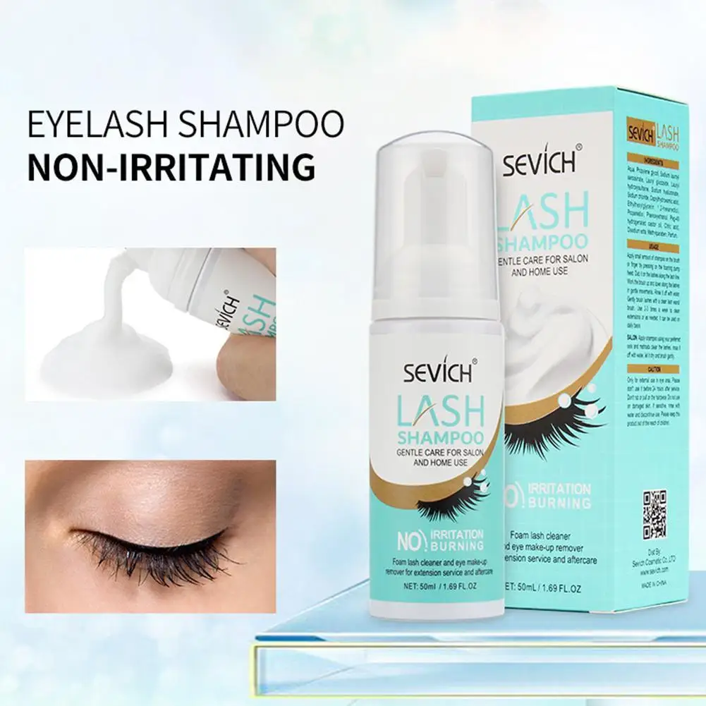 

50ml Eyelash Extensions Brush Cleaning Foam Shampoo Kit Eye Lash Glue Cleaner No Stimulation Pump Design Makeup Clean For Women