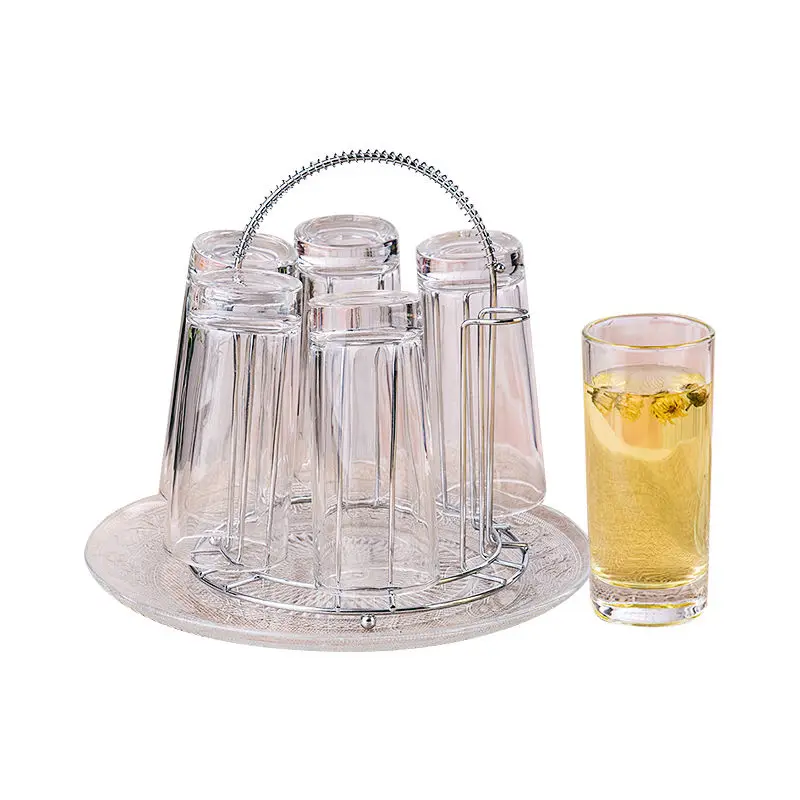 

Household Thickened Heat-resistant Cups Cups Glass Set Milk Cup Juice Cup Beer Mugs Plus Cup Racks Tray Coffee Mugs Tea Mug