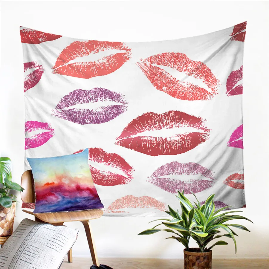 Гобелен с губами и Настенный Коврик для пикника на песчаном пляже палатка
