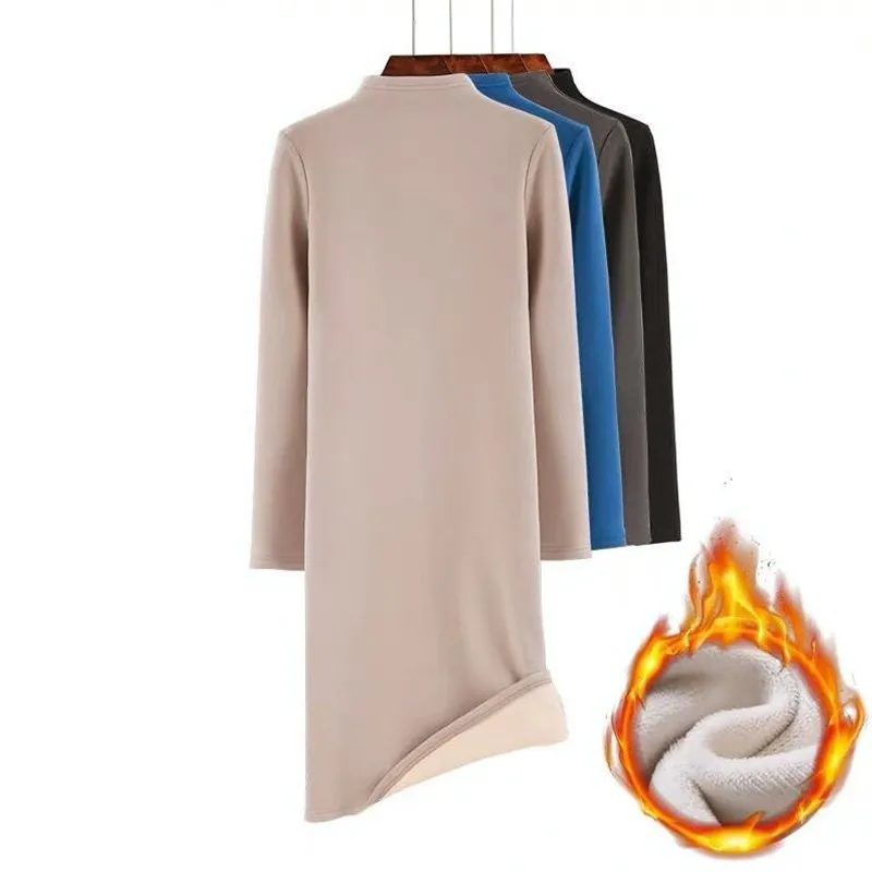 Женское плотное платье средней длины 202020new Осеннее зимнее вельветовое теплое