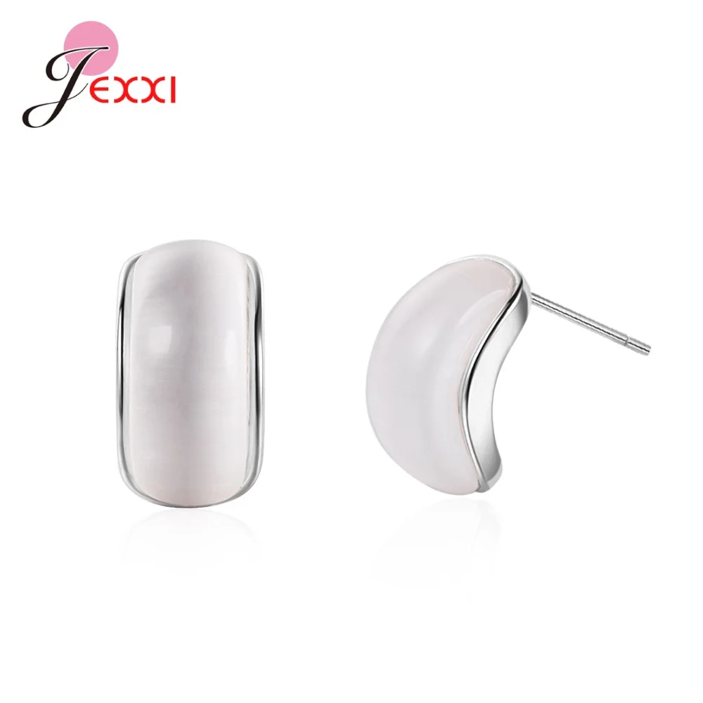 

New Fashion 925 Sterling Silver Simple Semicircular Curved Earrings For Women Girls Fashion Engagement Jewelry Earring Studs