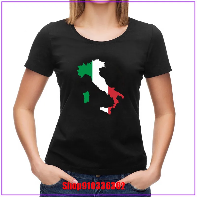 Женская футболка с флагом Италии разноцветная Повседневная дышащая женская в